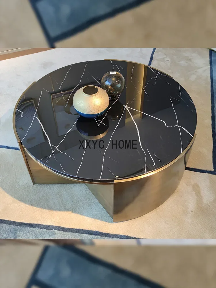Moderner leichter Luxus marmor runder Tee tisch nach Hause Wohnzimmer Tee tisch