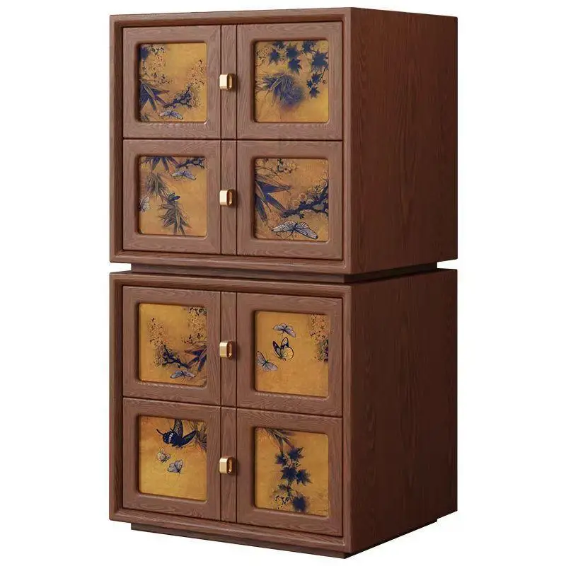 

Medieval light French wind fragrant cloud yarn bucket cabinet living room against the wall solid wood combination cabinet househ