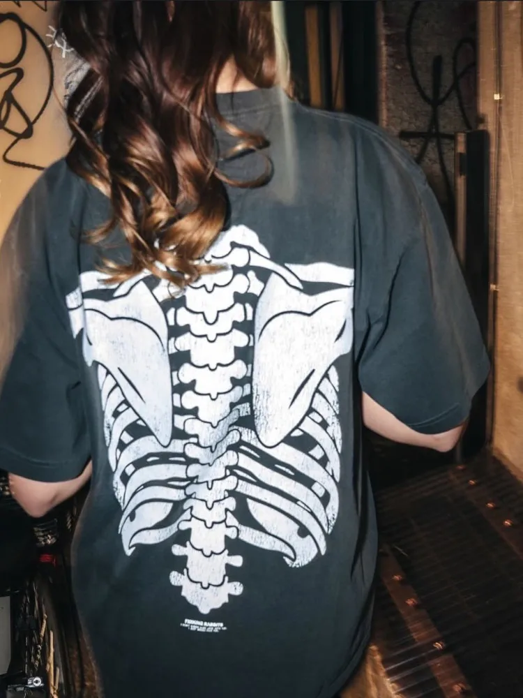 

Waed American Sle Bone Garment Dye Tirt ort Sve T-irt Youth ulari Breathable Cotton round Ne Loose Fit