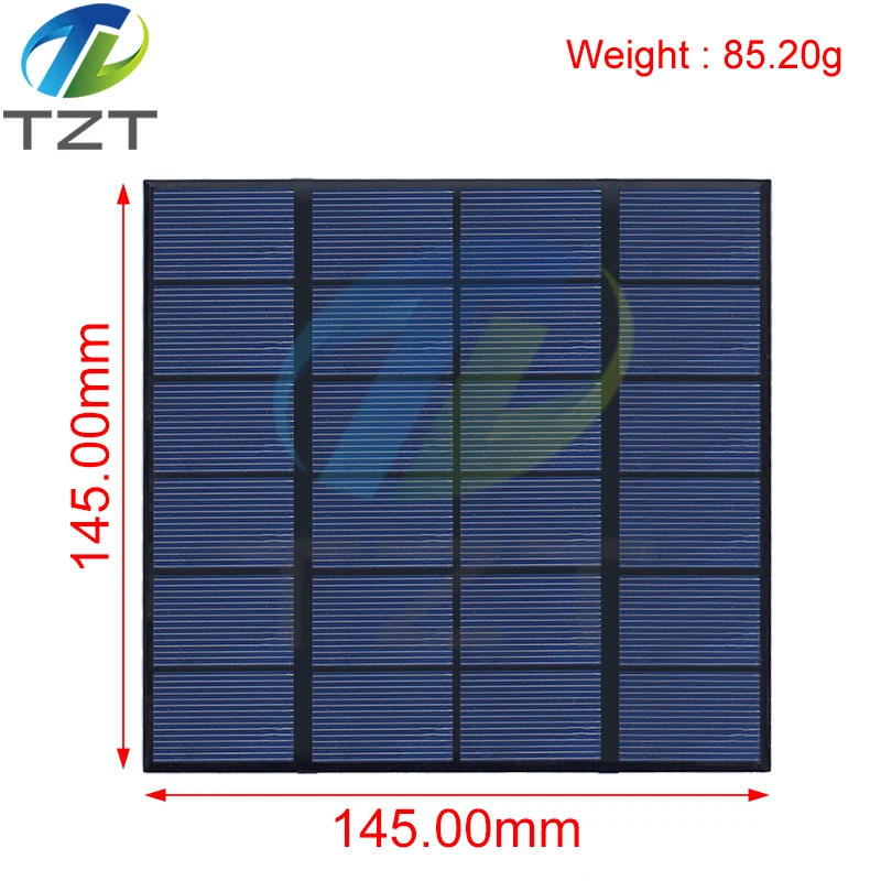 TZT 6V 500mA 3W Solar Panel Polycrystalline 145*145MM Mini Sunpower Solar System DIY for Battery Cell Phone Charger