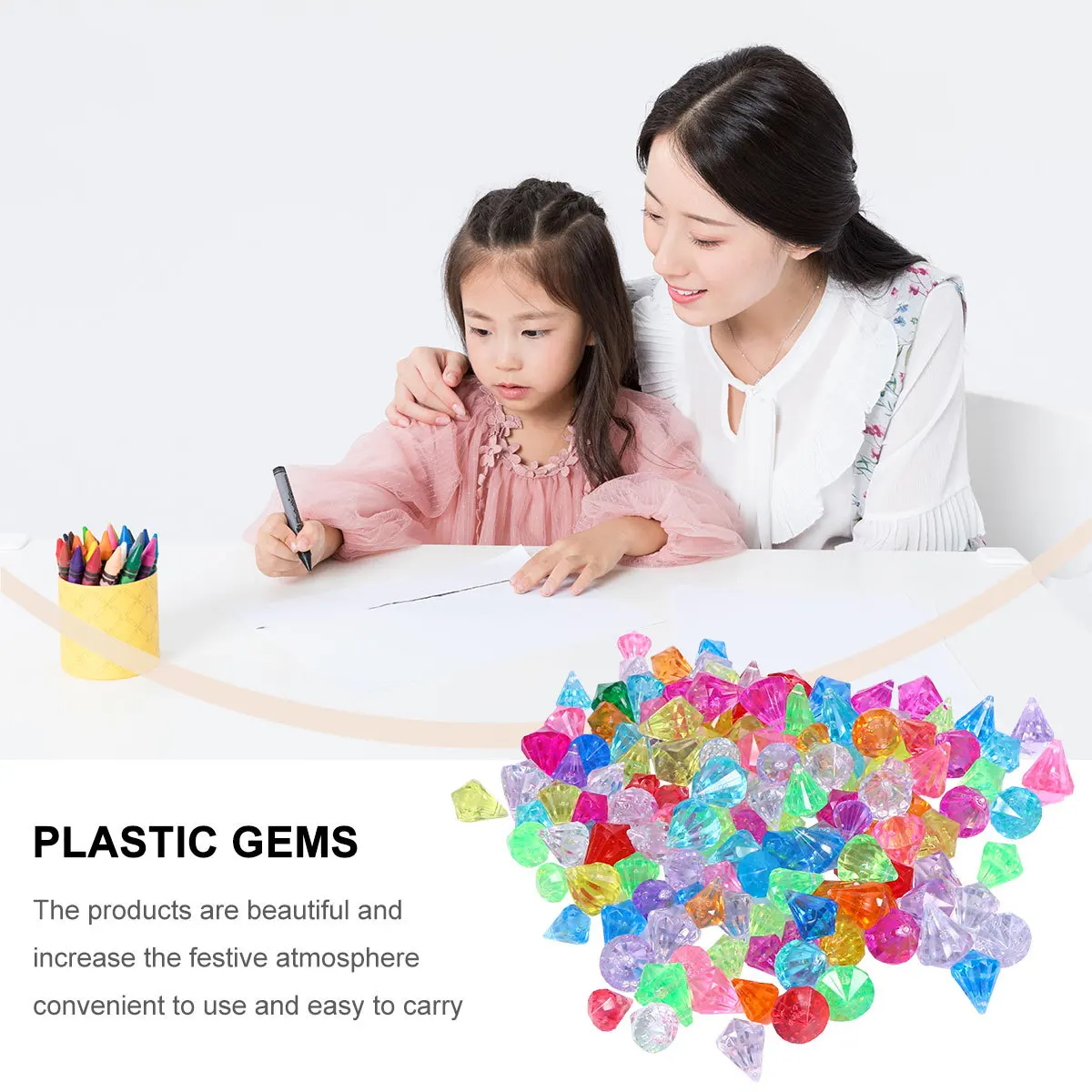 

1 Bag Plastic Crystal Gemstones Fake Diamond Stones Lightweight Decorative Jewelry for Craft Projects Holiday Party Decorations