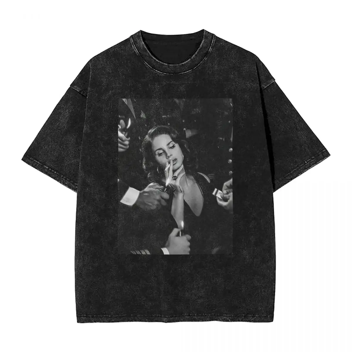 The Smoke Lana Del Rey Washed T Shirt Streetwear Hip Hop Vintage T-Shirt Tees for Men Women Short Sleeve Harajuku Printed