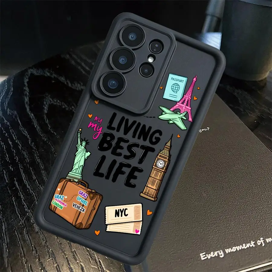 Phone Cover Case for Samsung Galaxy A23 A53 A54 A34 A56 A51 A73 A35 A36 A71 A72 A26 A32 A15 A16 A12 A13 Airplane Travel Diary - view 2