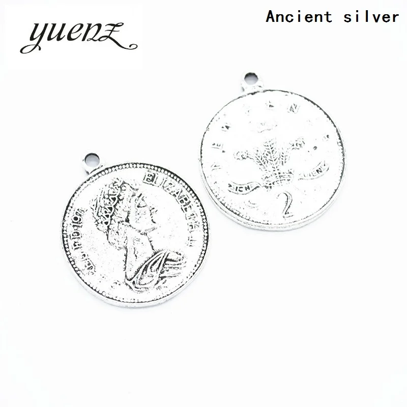8 pcs Coin Charms Antique Bronze round metal pendant DIY Jewelry Making 28*24mm J414