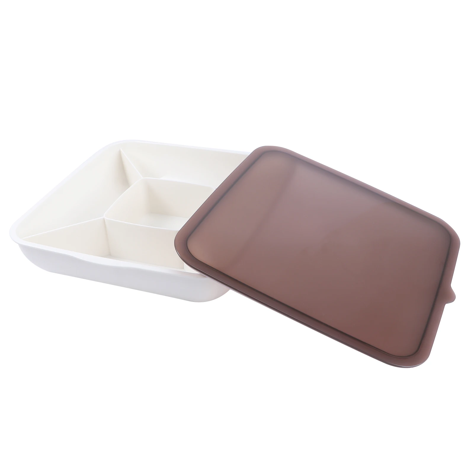 

Fruit Snack Storage Box Snacks Home Plate Container Organizer Brown Compartments