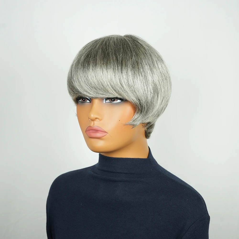 باروكات شعر بشري مفرود قصير ملون أحمر أشقر برازيلي شعر ريمي باروكة بطبقات مع غرة للنساء مصنوعة آليًا مسبقًا