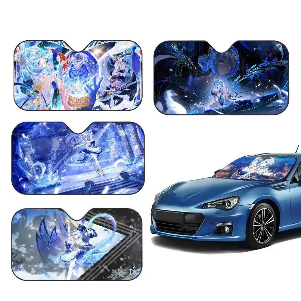 Genshin Impact Odette Spessiva Car Windshield Sun Shade Foldable Car Front Covers Car Sunshade for Car Accessories Blocks Uv