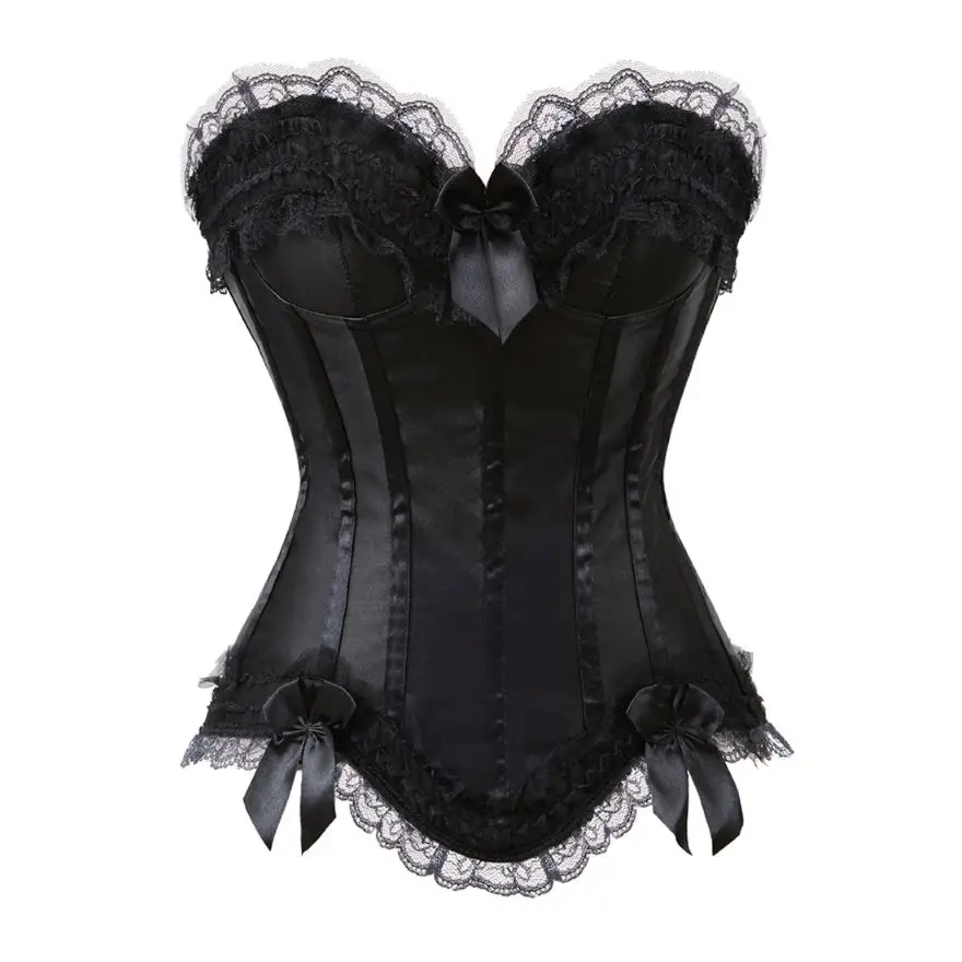 Sexy Corset Lace Overbust Lingerie For Women Gothic Satin Body Shaper Bridal Corselet Bustier Top Vintage Costumes Plus Size