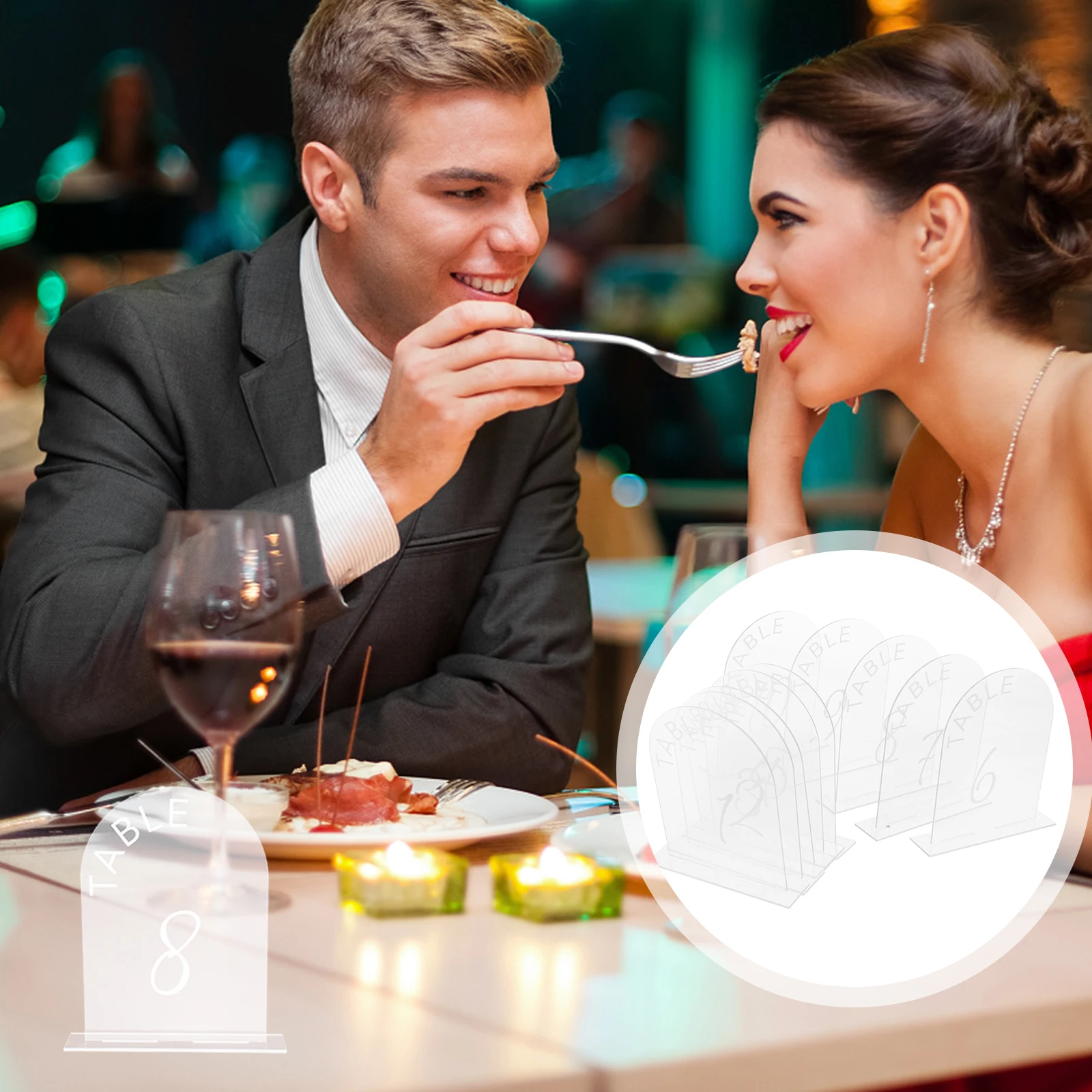 

10pcs Table Numbers Elegant Wedding Signs Clear Stone Base Menu Holder DIY Decor Table Seat Numbers Number Stands