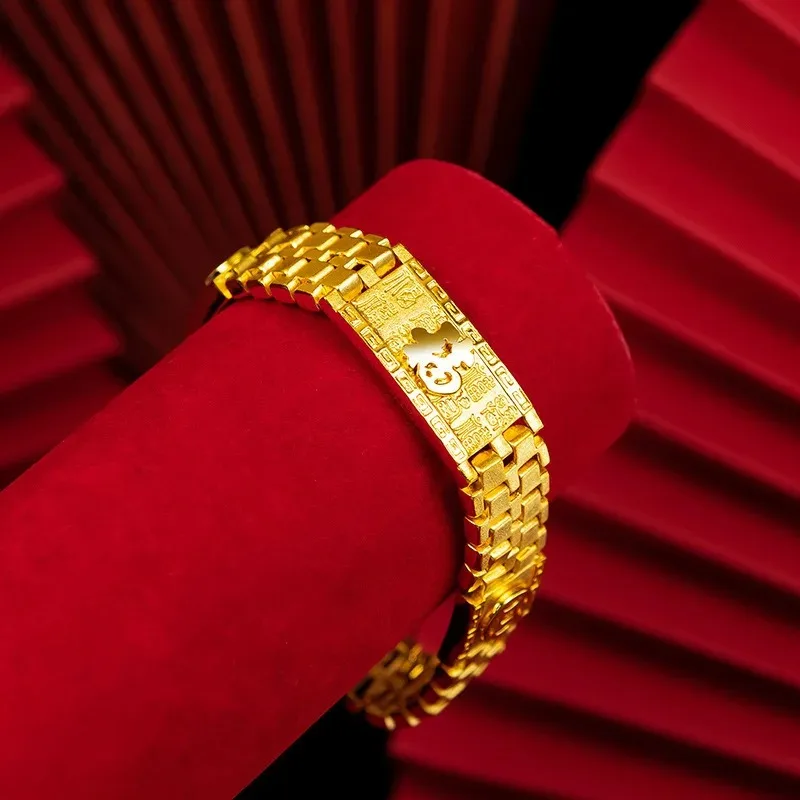 Zylax Jewelry Luxury 24K 9999 Pure Gold real gold Baifu Copper Watch Chain Bracelet Men's Watch Chain