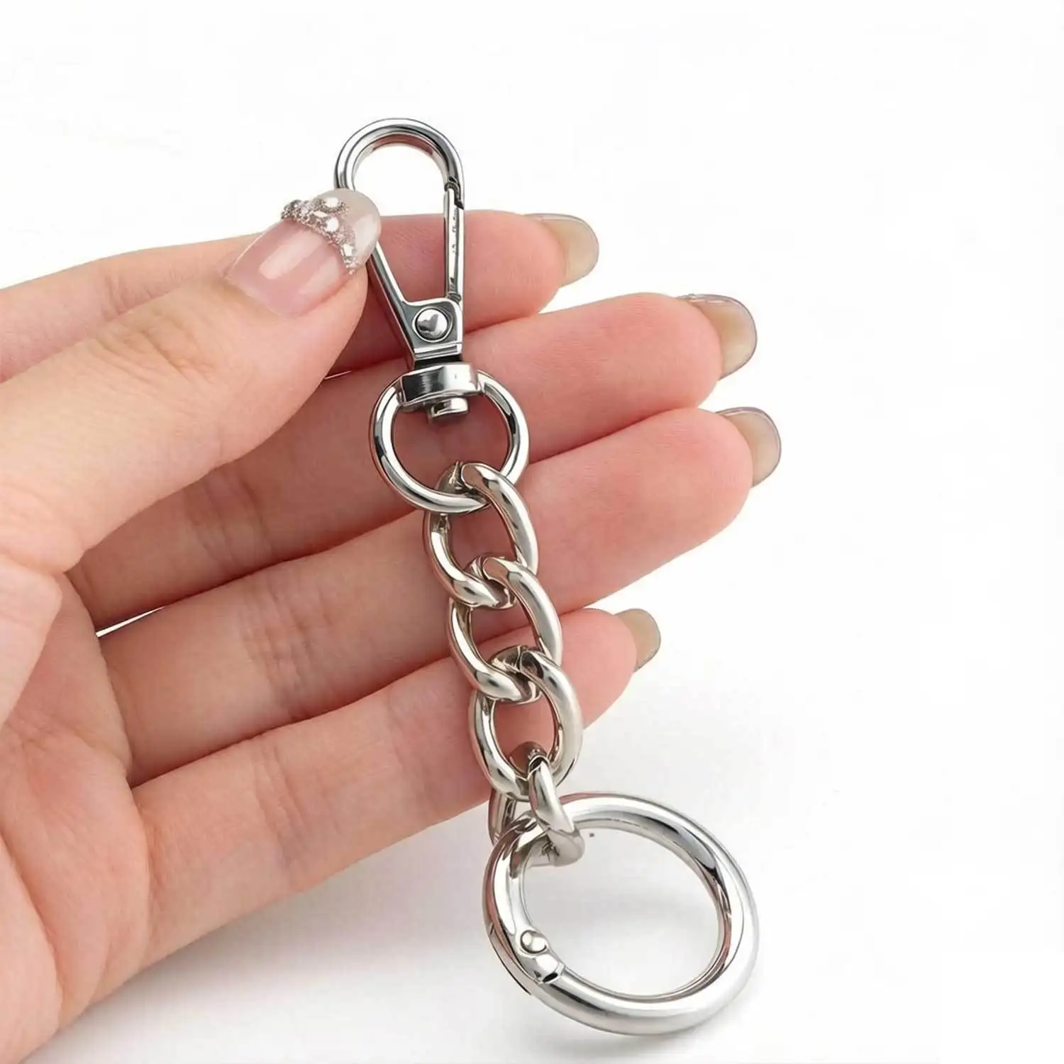 2pcs Metal Keychain with Chain & Lobster Clasp – Key Ring for Keys, Bags, Purses, Car Keys, Women's Keychain