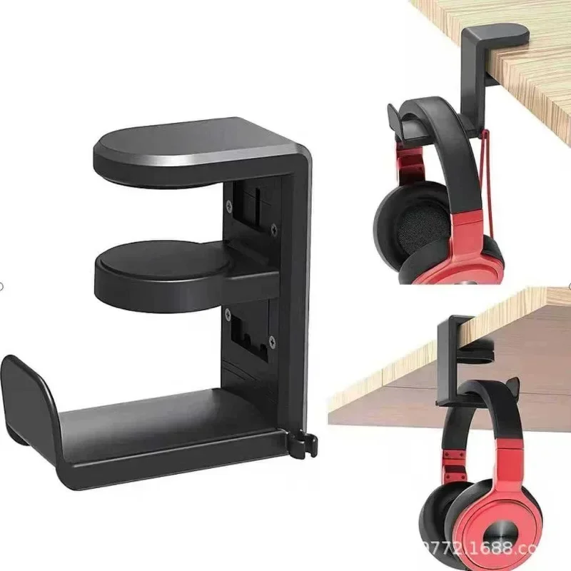 PC Gaming Headset Headphone Hook Holder Hanger Mount Under Desk, Headphones Stand with Adjustable & Rotating,Built in Cable Clip