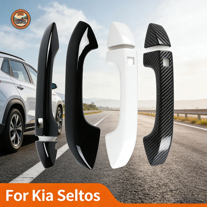 

For Kia Seltos 2021 2022 2023 2024 SP2 SP2i Carbon Fiber Glossy Black Door Handle Cover Sticker Car Protective Accessories