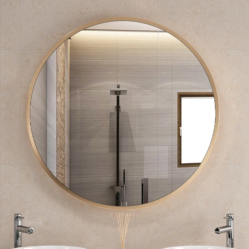 

Full Length Round Mirror Toilet Aesthetic European Bathroom Pocket Wall Mirror Makeup Aesthetic Miroir Salle De Bain Miroir