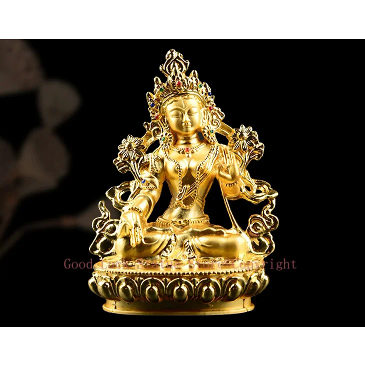 Wholesale Buddha statues HOME efficacious Protection bless family Avalokitesvara White Tara Guanyin Buddha brass gilding statue