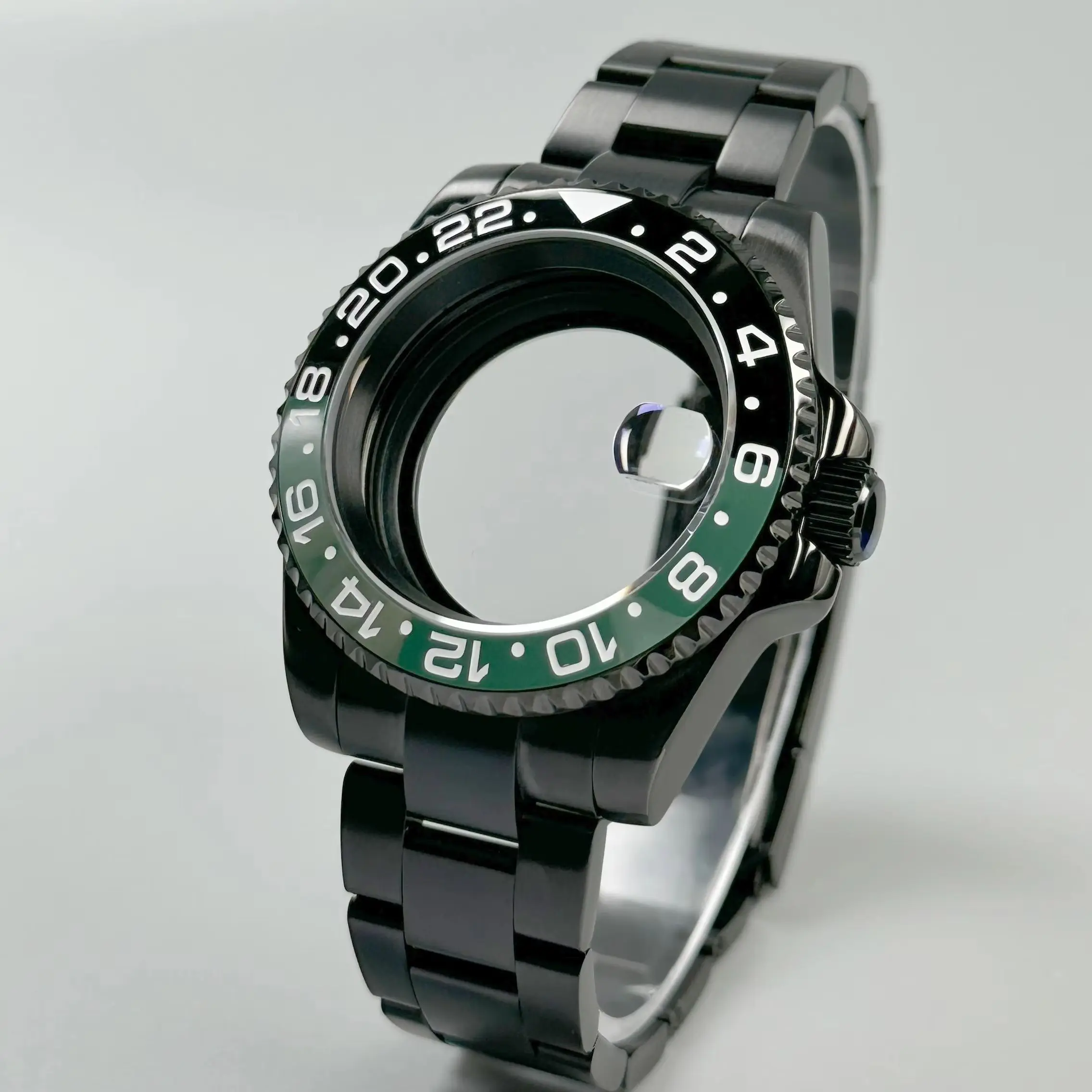 Nh35 case 40mm Black Watch case with 120 clicks fit nh34 nh35 nh36 movements sapphire glass waterproof 28.5mm dial accessries