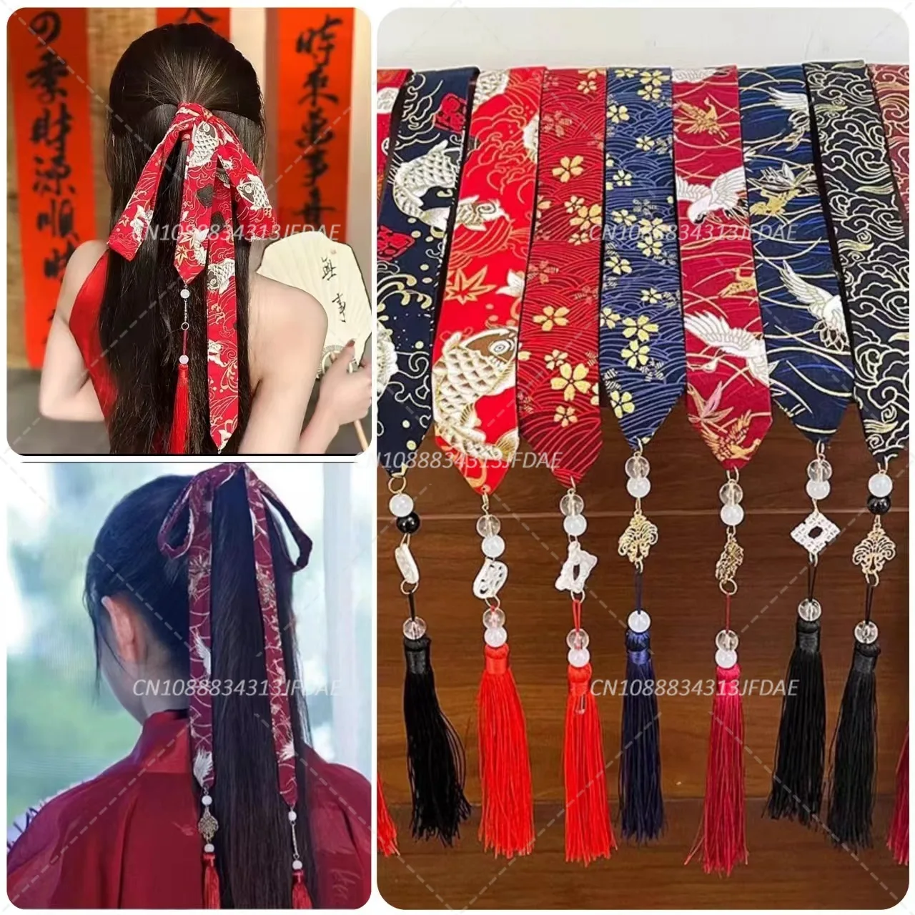 

Ретро китайская повязка для волос Hanfu с кисточками для волос, головной убор, женская и мужская тиара, ленты для волос, головной убор, аксессуары для галстука для волос