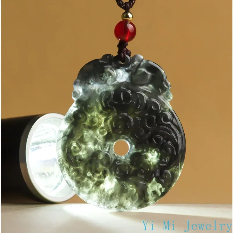 ميانمار الطبيعية A-الصف قلادة من اليشم الأسود الدجاج آمنة مشبك قلادة من اليشم عالية الجودة الرجال والنساء اليشم قلادة مجوهرات