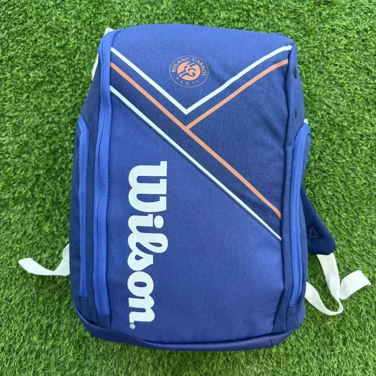 Wilson Super Tour Tennis Backpack RG France Open Sport Navy Blue Tennis Bag Hold 2 Racquet with Thermoguard Pocket  WR8018301001