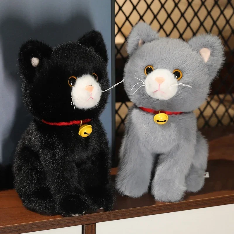 

New Kawaii Simulation Cat Plush Toys Soft Stuffed 2 Colour Kitten Model Fake Cat Realist Animals Kids Girls Valentine's Day Gift