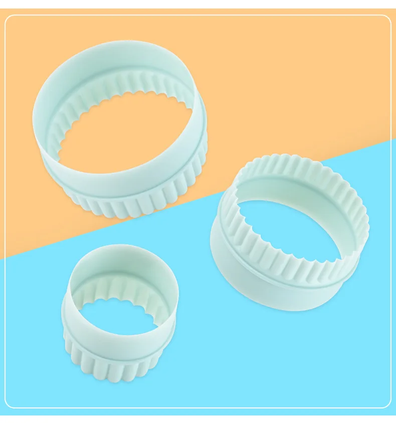 8pcs Round Light Green Wave Round Double-sided Cookie Cutters For Kitchen Cookie Tools ARJ019
