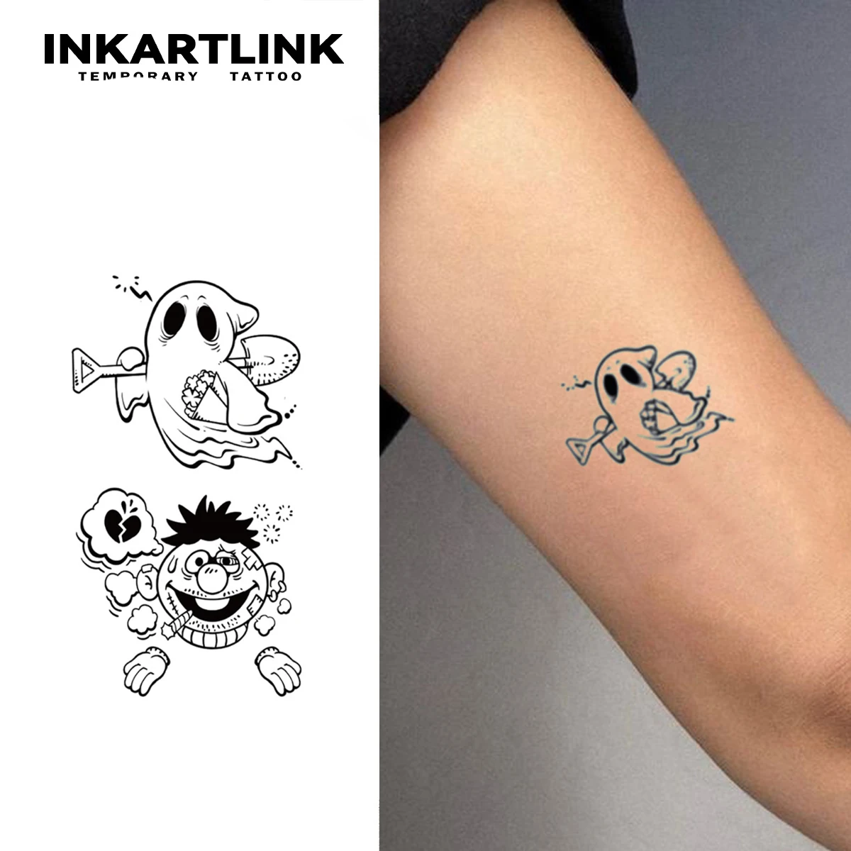 

3 pcs Cute Ghost Temporary Tattoo,Lasts To 15 Days New Technology Magic Waterproof Semi Permanent Sticker.