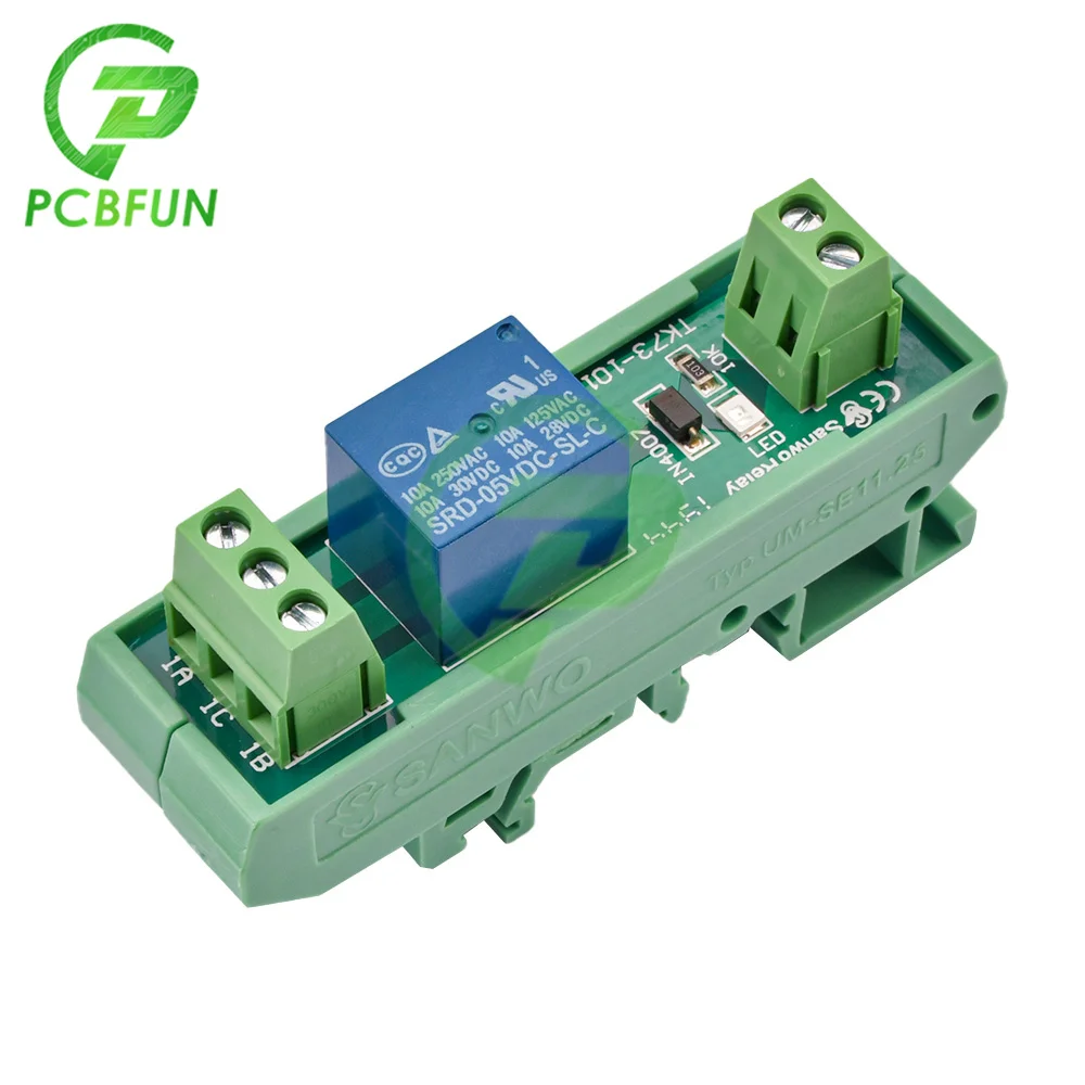 1 Channel Relay Module DIN Rail Mount SRD-05VDC-SL-C SRD-12VDC-SL-C 10A DC 5V 12V PNP NPN Driver Board Output Amplifier Board