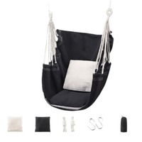 Comfortable Dormitory Hammock Chair Thicken Colorful Stripe Outdoor Hanging Chair Cotton Rope with Storage Bag Garden Swing Seat