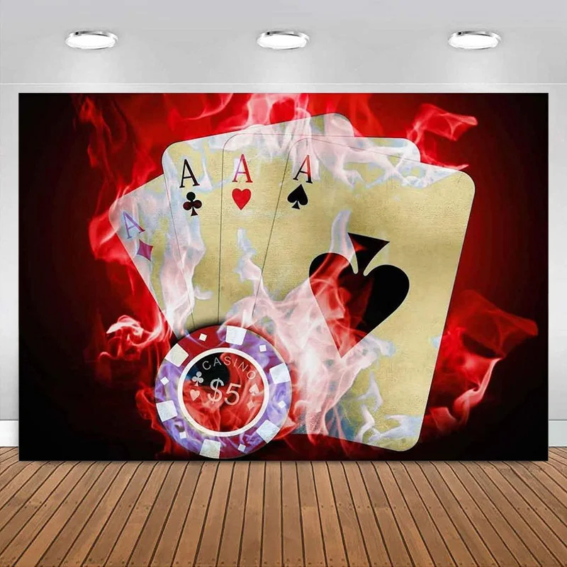 Casino Chip Poker Backdrop Red Mist Photography Background Party Wallpaper Photo Booth Props Banner Decoration Kids Adults Man