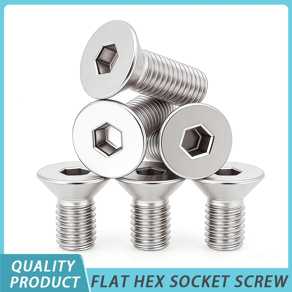 Allen Key Head Din7991 Screw M2 M2.5 M3 M4 M5 M6 M8 M10 304 Stainless Steel Hex Socket bolt Flat Countersunk Head Screws