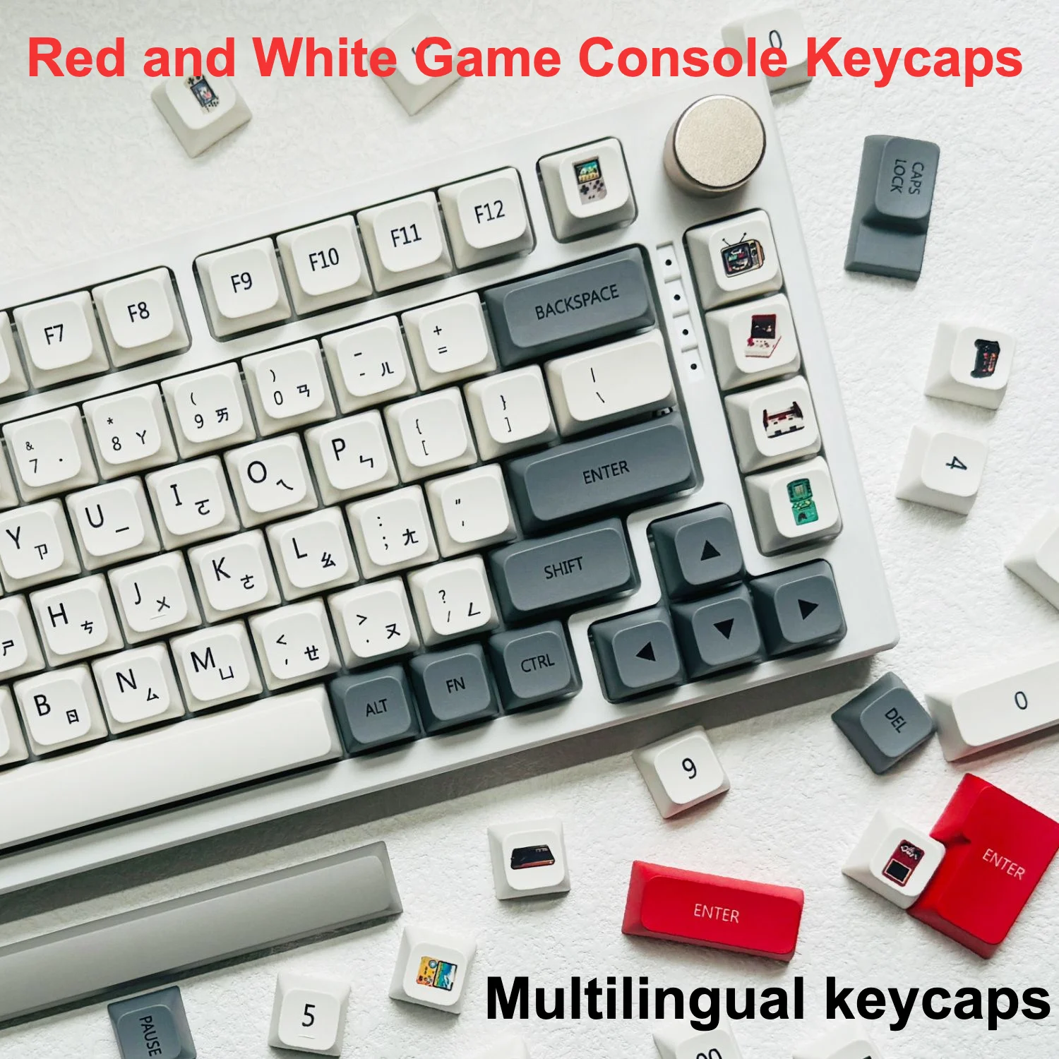 

Polyglot PBT Keycaps - Minimalist Featuring French German Japanese Korean Russian Thai Spanish Arabic