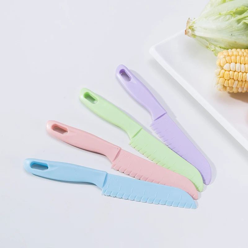 Plastic Fruit Knife Safe Kitchen Knife Kids Chef For Bread Lettuce Toddler Cooking Knives Children Paring Knives Sawtooth Cutter