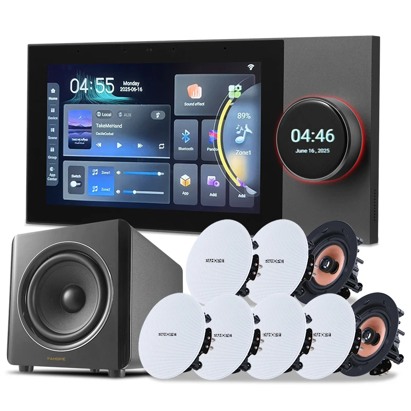 

Smart Home Background Music System Two Zones Playback Home Theater System Tuya zigbee Google Play 8-channel speakers