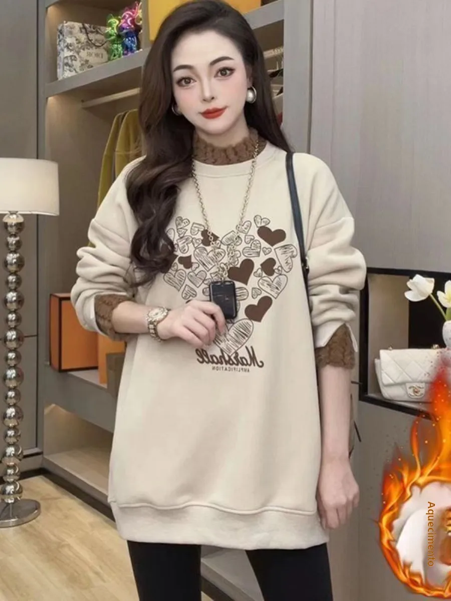 thickened-high-neck-fleece-women's-sweatshirt-design-printed-clothing-two-piece-set-winter-new-style-warm-comfortable-loose-fit