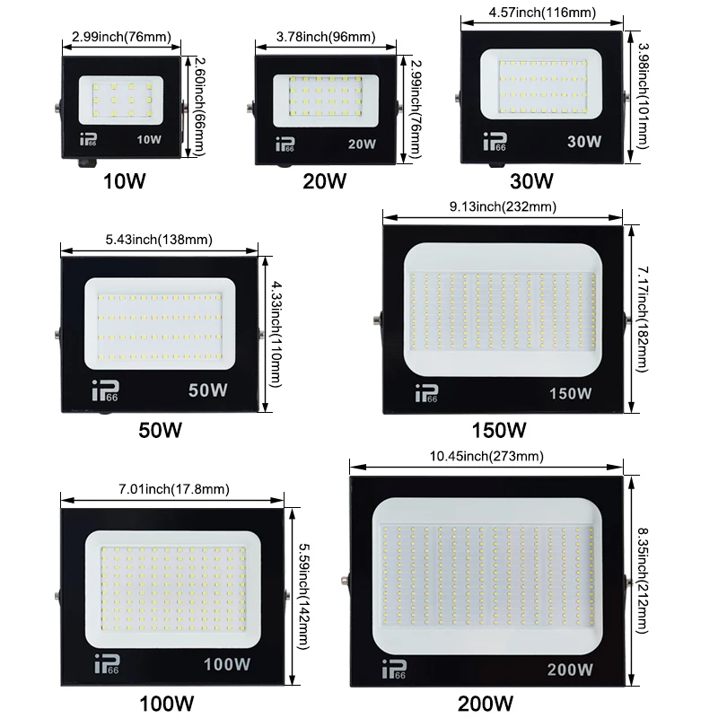 LED Flood Light Waterproof Outdoor Spotlight 220V 200W 150W 100W 50W 30W 20W 10W Projector Street Light Wall Lamp Garden Light