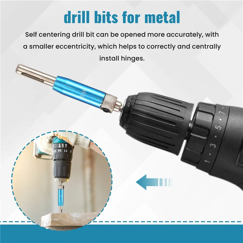 

AX83-Self Centering Drill Bit Set Kit 1/4Inch Hex Shank Vix Bit, 5/64In To 1/4In Center Drill Bit Set Custom Hinge Drill Bit Set