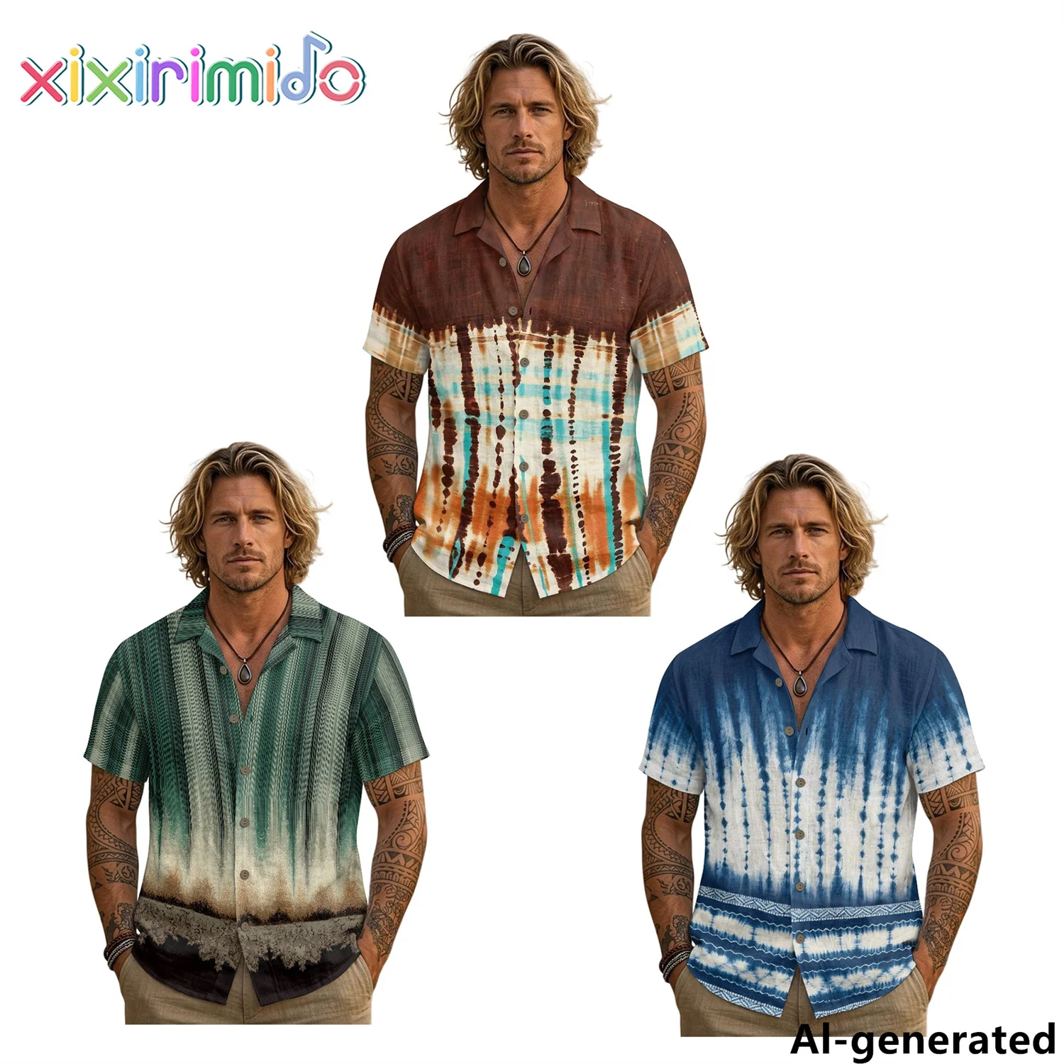 XIXIRIMIDO 2026 New Men's Linen Button Shirts Turn-down Collar Short-Sleeved Shirt Beach Breathable Plus Size Tops Summer