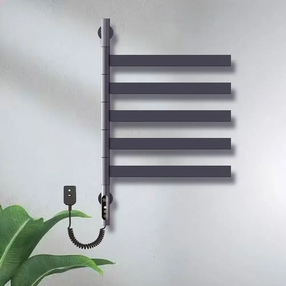 

Household electric towel rack intelligent timing constant temperature drying rack gun gray bathroom rotating heating towel rack