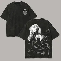 Camiseta Harajuku Anime Frieren Beyond Journey's End, ropa Unisex para hombre, camiseta de gran tamaño lavada, camisetas de algodón de manga corta, Tops