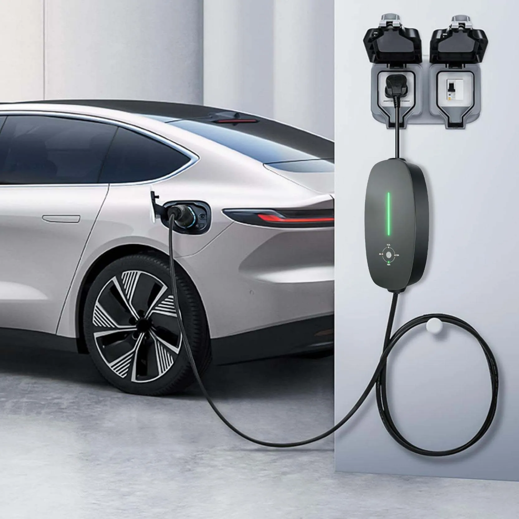 Teschev 3.5kW EV Charger Type 1 Type 2 GBT Electrical Car Charging Cable Portable EV Charging Station 16A 1Phase Adjustable