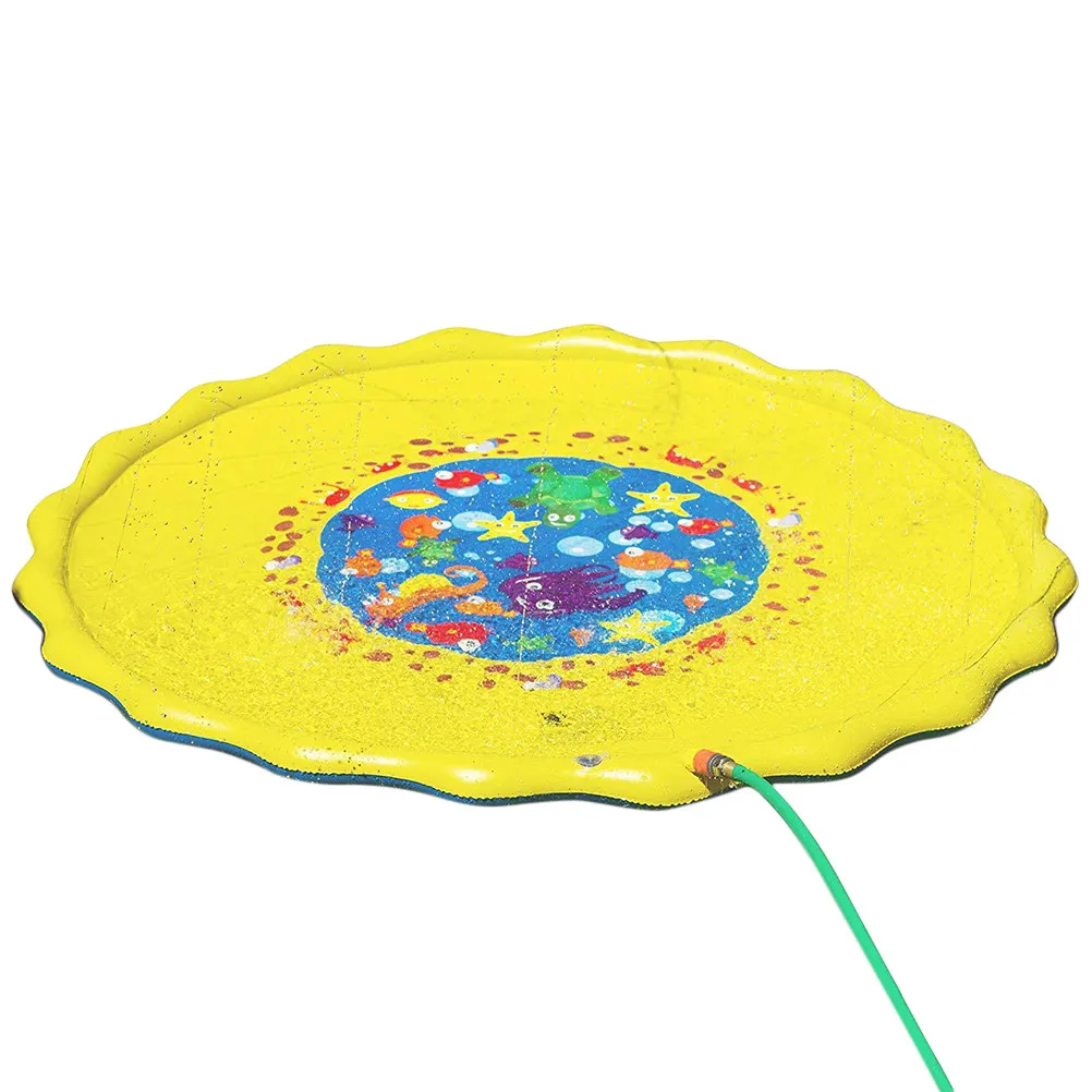 Portable Inflatable Spray Playmat for Kids Over 6 Months Thick PVC Ocean Theme Water Play Mat for Pool Beach Garden Family