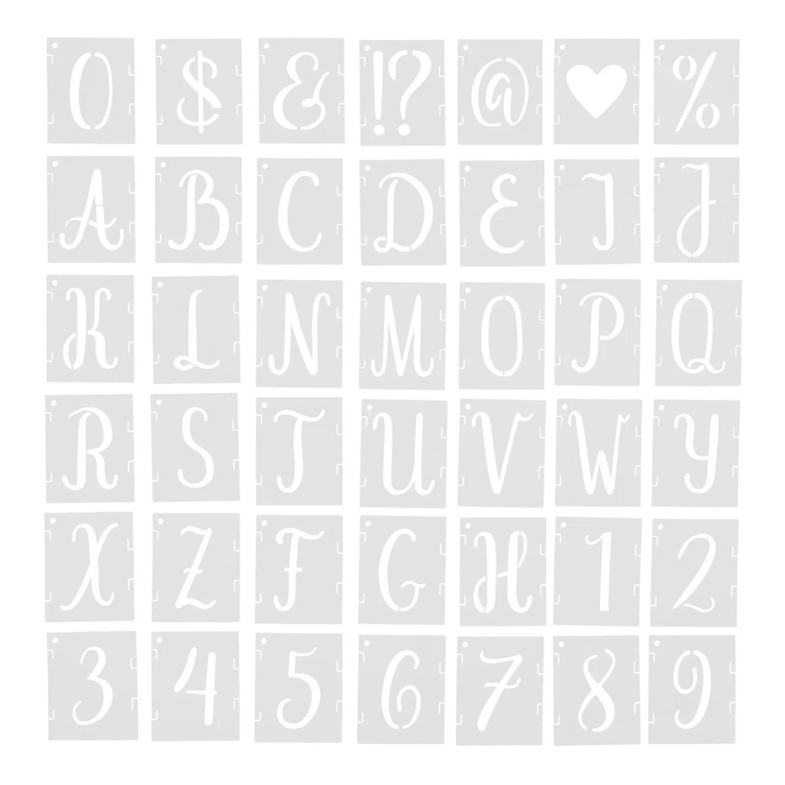 

42pcs Letter Number Stencils Pet Reusable Interlocking Templates For Painting Wall Wood Fabric Diy Craft Projects Art Stencils