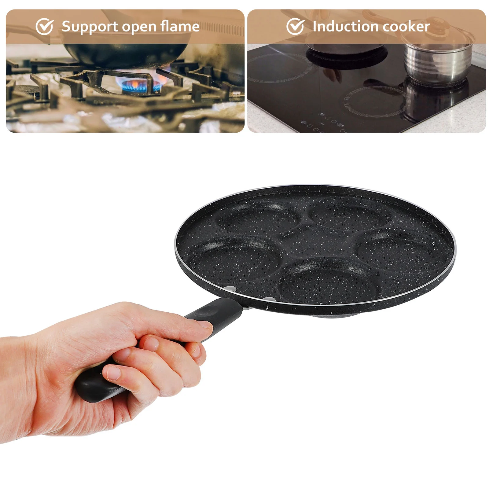 

1Pcs Egg Frying Pan 6-Grid Multi Egg Non-Stick Aluminum Cooking Pan Breakfast Skillet Omelette Mold Cooking Pot