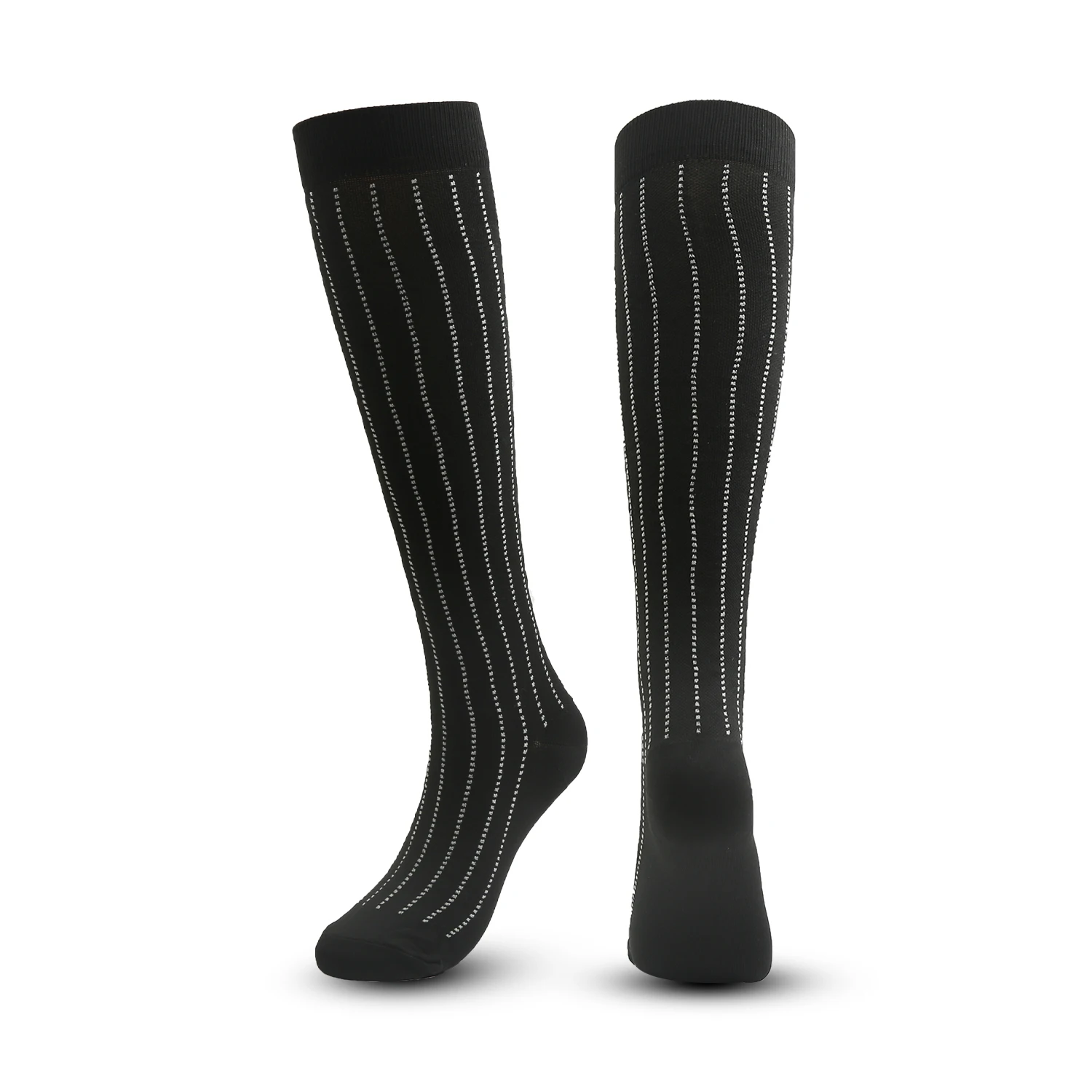Calcetines deportivos hasta la rodilla para hombre y mujer, medias de compresión de nailon para enfermería, médicos, correr, serie negra, 15 a 20