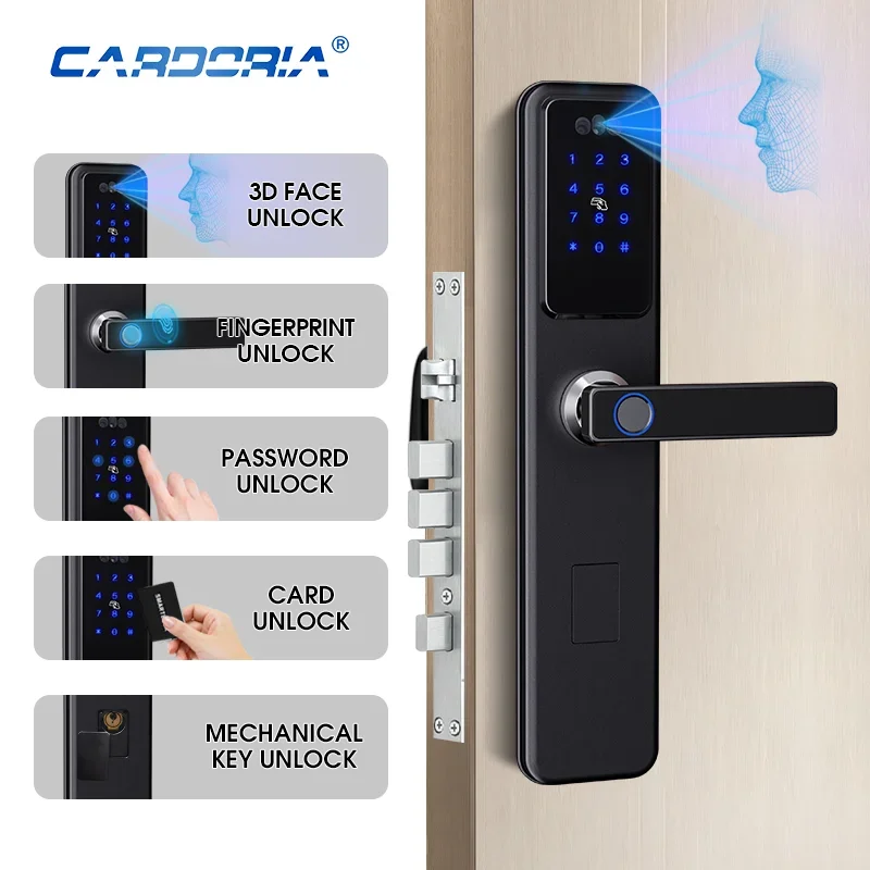 3D Face & Fingerprint Recognition Smart Door Lock App Remote Control Cerradura Inteligente Fechadura De Porta for Home Use