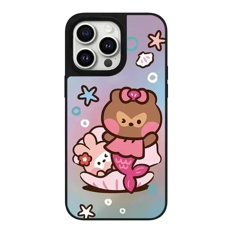 Cartoon Summer Diving iPhone 11 12 13 14 15 Pro Max Mirror Surface MagSafe Case Cover Shell