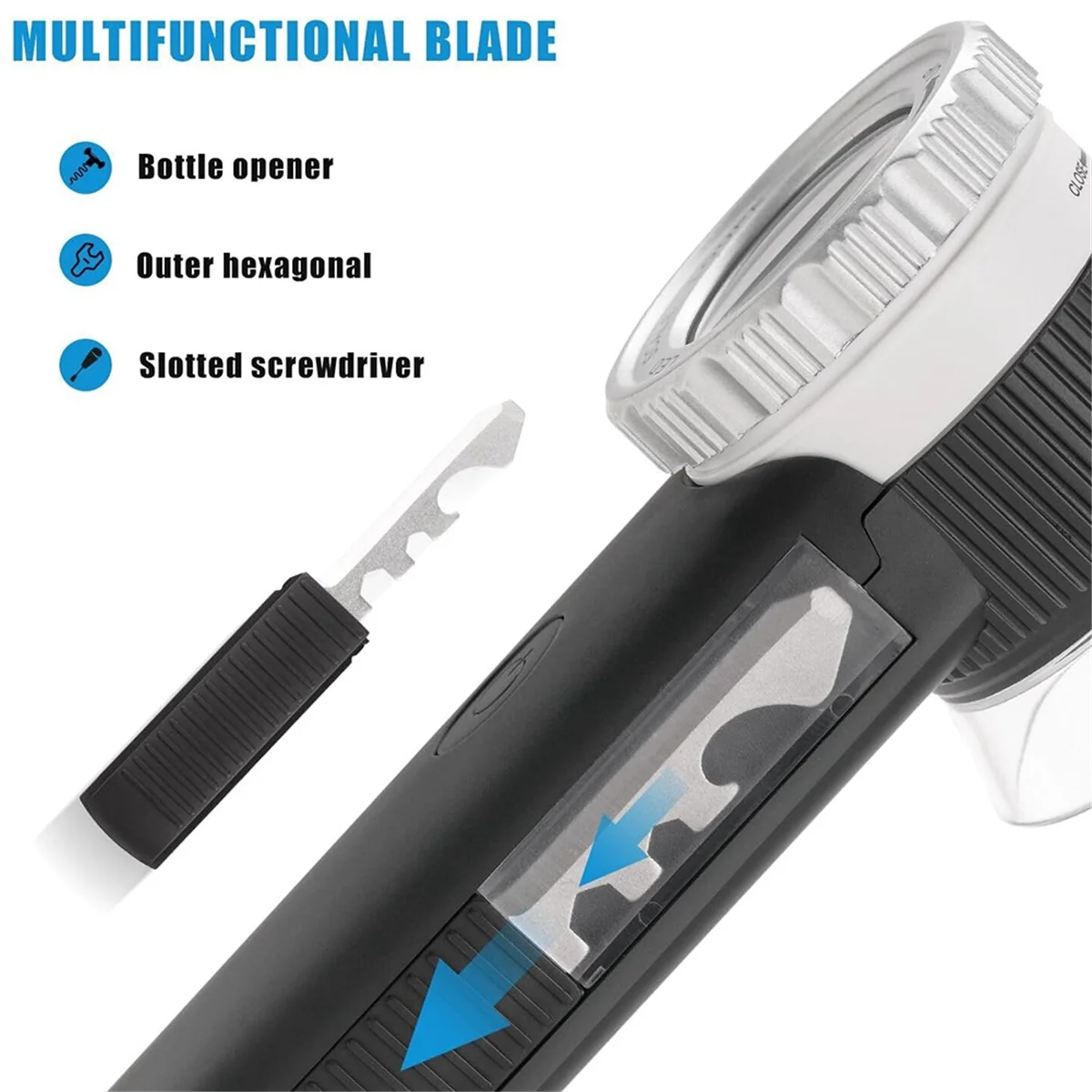 A22I 30X Perhiasan Pembesar dengan 7 Lampu, Kaca Pembesar Genggam Lipat USB Isi Ulang dengan Senter Penilaian Giok