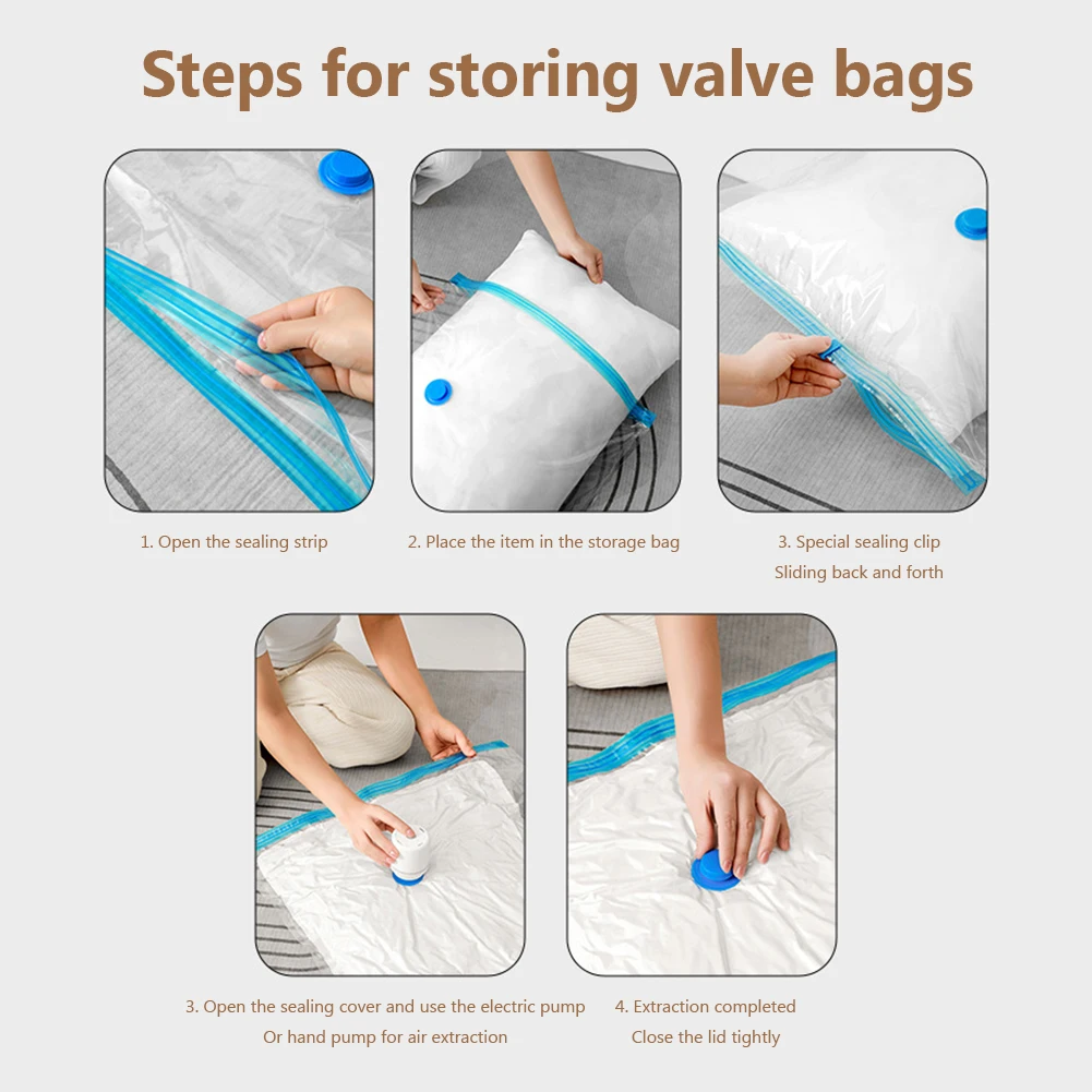 Compressed Bag Electric Pump 7 Size Reusable Vacuum Bag Travel Mini Vacuum Sealer Machine Space Saver for Clothes Food Organizer