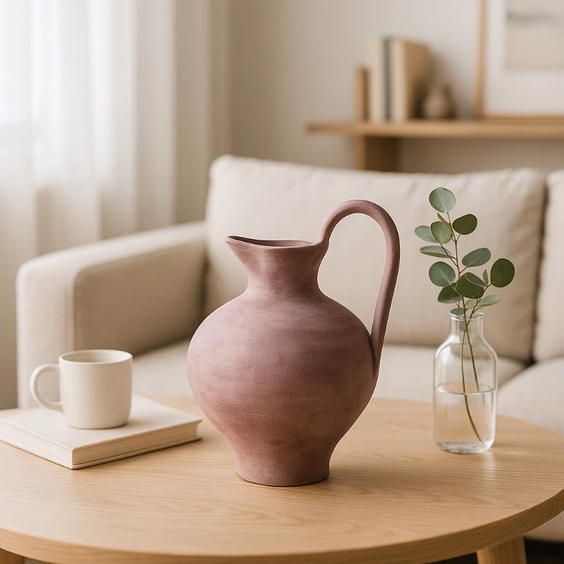 

Handcrafted Wabi-Sabi Ceramic Vase Minimalist Ornament Soft Furnishing for Living Room Hotel Guesthouse Flower Pot Decor