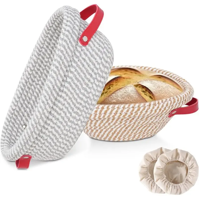 

ABRE-Banneton Sourdough Bread Proofing Baskets Cotton Rope Proofing Baskets 10Inch Oval + 9Inch Round Sour Dough Bread Baking